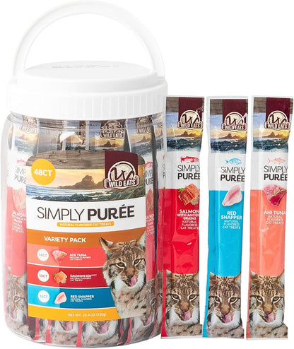 Simply Puree Variety Tub for Cats | 48 Individual Servings of All-Natural, High-Protein Puree