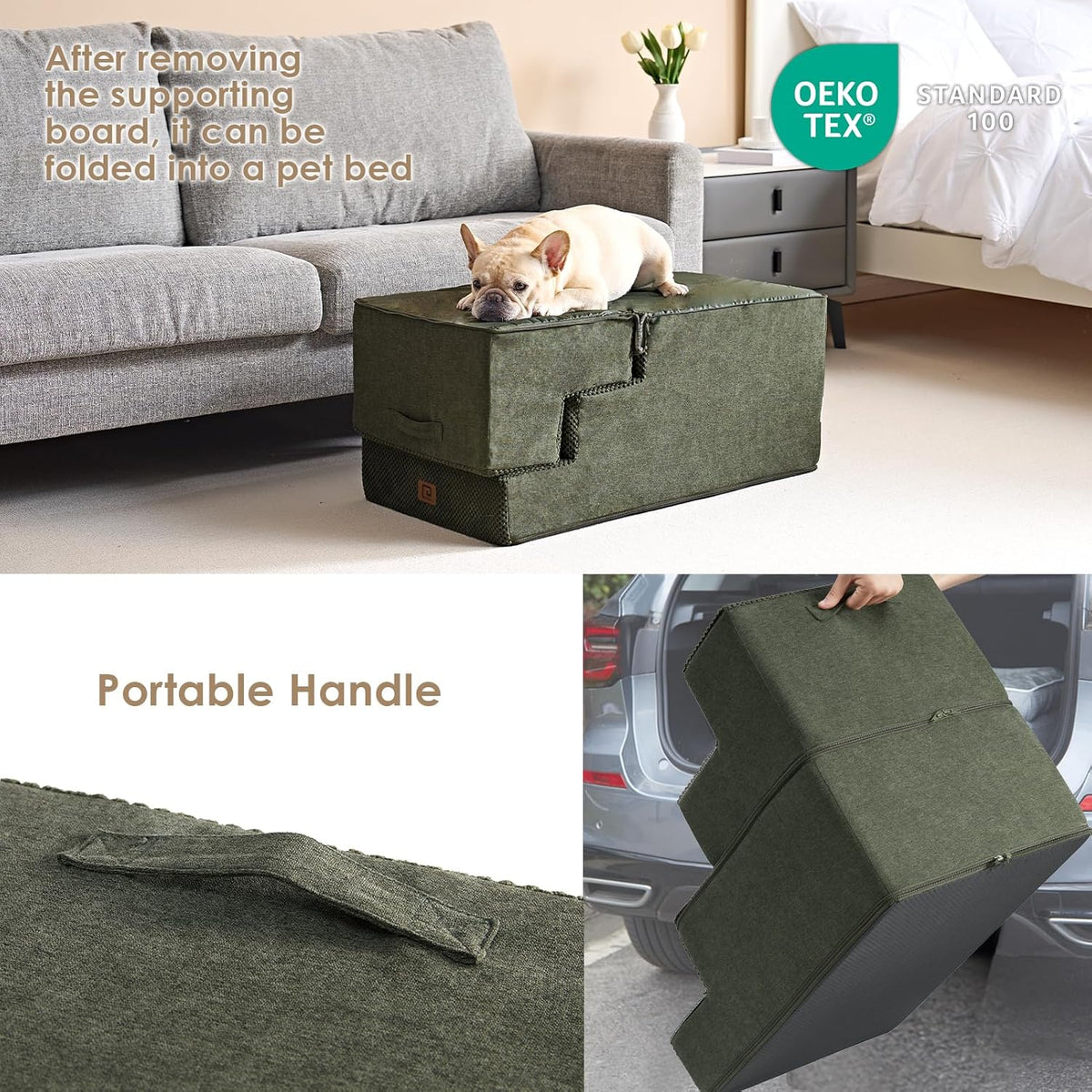 EHEYCIGA Dog Stairs for High Bed 22.5" H, 5-Step Dog Steps for Bed, Pet Steps for Small Dogs and