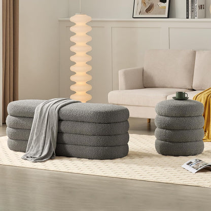 Storage Ottoman Bench 49.2 Inch Upholstered Fabric Storage Bench for Bedroom End of Bed Aesthetic