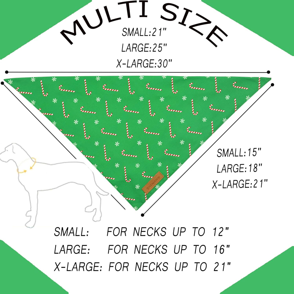 Realeaf Christmas Dog Bandanas 2 Pack, Reversible Red Green Xmas Dog Scarf for Boy and Girl