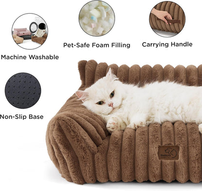 Bedsure Cute Dog Couch for Pets - Fluffy Dog Sofa with Premium Soft Corduroy Fleece, Pet Couch Bed