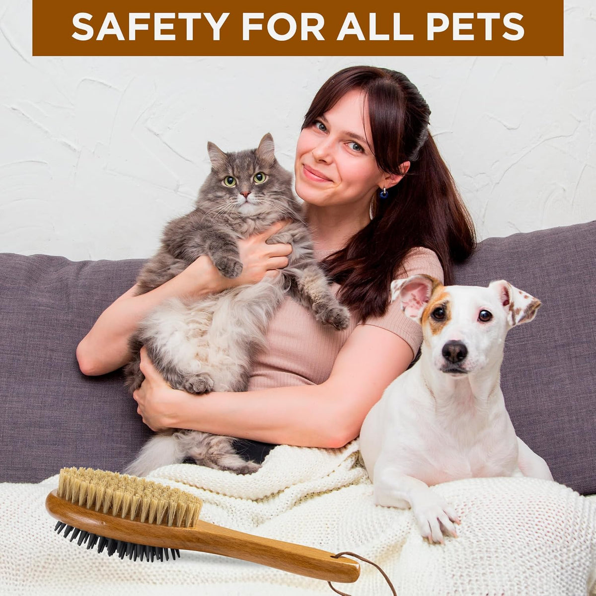 TAKAVU Short Hair Dog & Cat Deshedding Brush - Double Sided Grooming Tool with Silicone Massage &