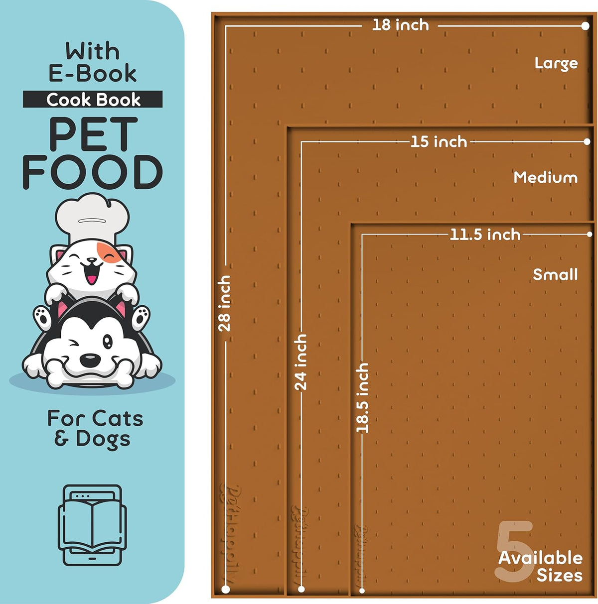Dog Food Mat - Raised Edges Dogs Mat for Food and Water Prevent Spill, Waterproof Cat Food Mats