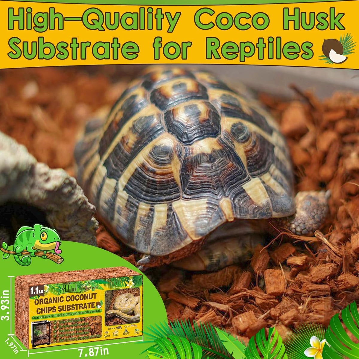 Halatool 2Pack Snake Bedding Natural Coconut Chips Substrate 2.2LB Coconut Husk for Reptiles Tank