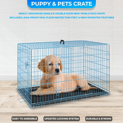 FDW Dog Crate for Small Dogs 24 Inch Folding Metal WirePet Cage Double Door W/Divider Panel Indoor