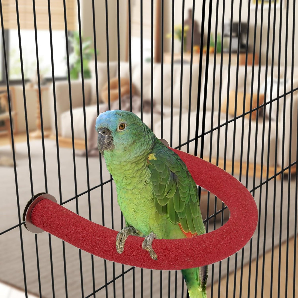 Rypet U Shape Parrot Perch Stand Toy for Paw Grinding Clean Stick Exercise, Rough-Surfaced Quartz