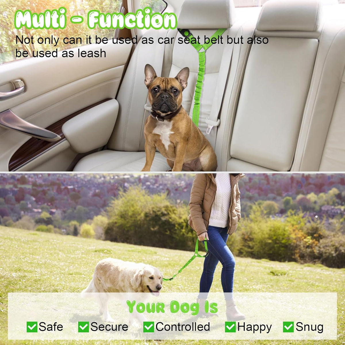 BWOGUE Pet Dog Cat Seat Belt Reflective Car Dog Headrest Restraint Leash Elastic Buffer Bungee