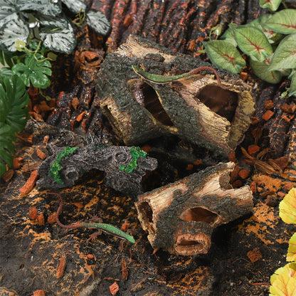 IBWell Aquarium Wood Fish Tank Decorations，Resin Fake Logs Terrarium DÉCor, Reptile Hide Aquarium