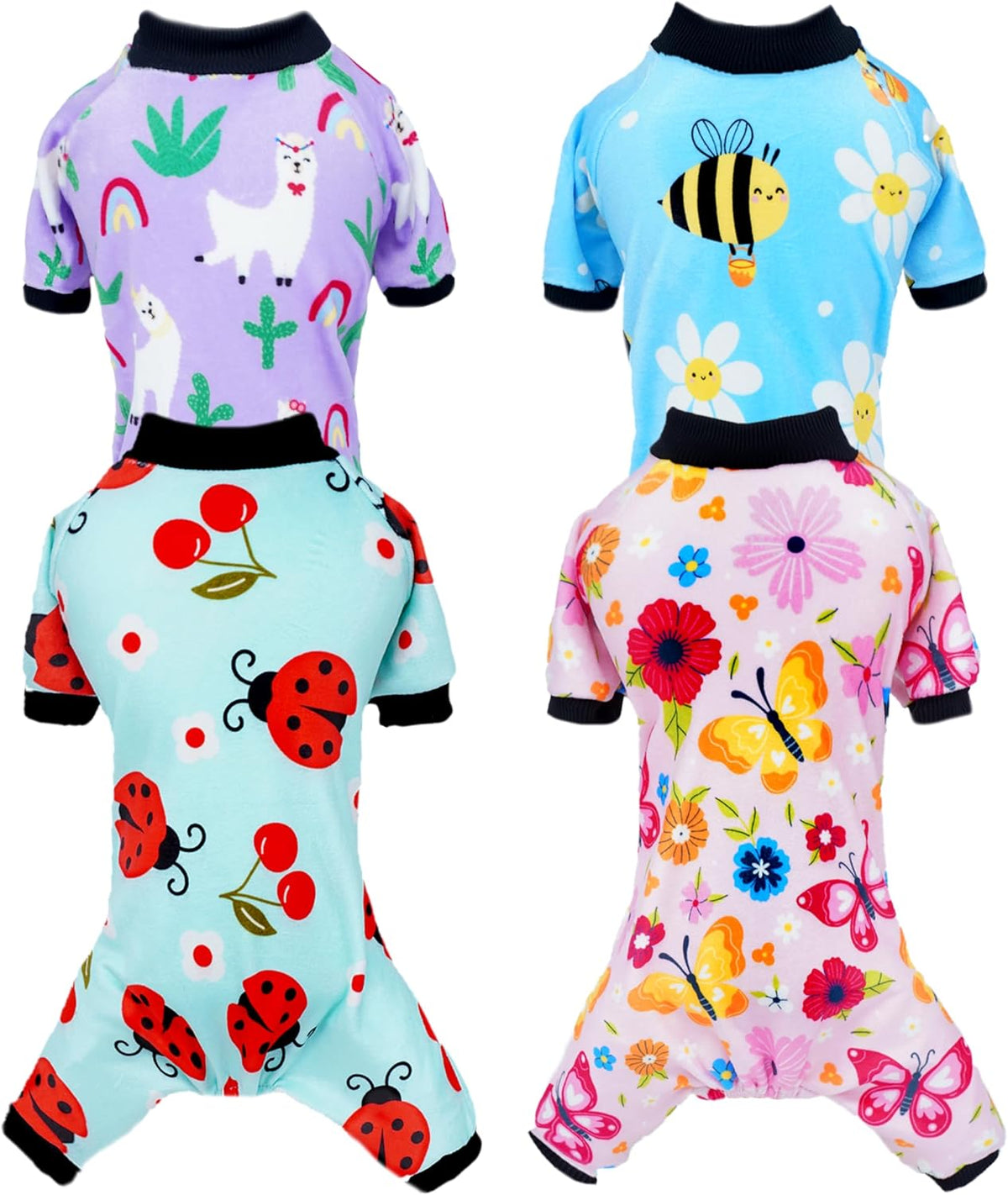 PET SHOW 4 Pack Small Dog Pajamas Spring Dog Clothes for Medium Dogs Girl Boy Soft Stretchy PJs Bee