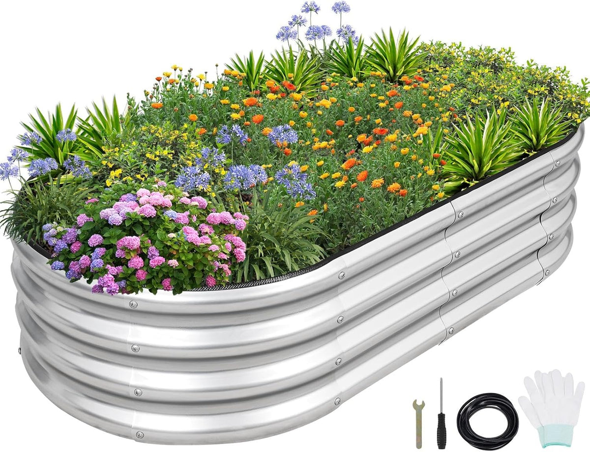 1MORE Galvanized Raised Garden Bed- Planter Garden Boxes Outdoor, Raised Beds for Gardening