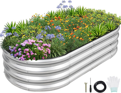 1MORE Galvanized Raised Garden Bed- Planter Garden Boxes Outdoor, Raised Beds for Gardening