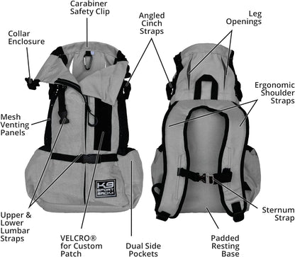 K9 Sport Sack Air 2 - X-Small, Light Grey - Ideal for Dogs with 9-12” Back Length - Durable