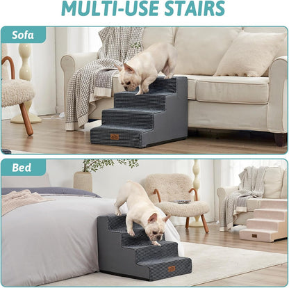 Dog Stairs for Small Dogs, 4 Tier Wider Pet Stairs for Couch and Beds, 17.7" H Non-Slip Dog Steps