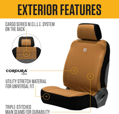 Carhartt Universal Nylon Duck Canvas Fitted Bucket Seat Cover, Durable Seat Protection with Rain