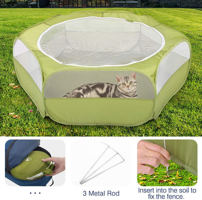 Pawaboo Small Animals Playpen, Waterproof Small Pet Cage Tent with Zippered Cover, Portable Outdoor