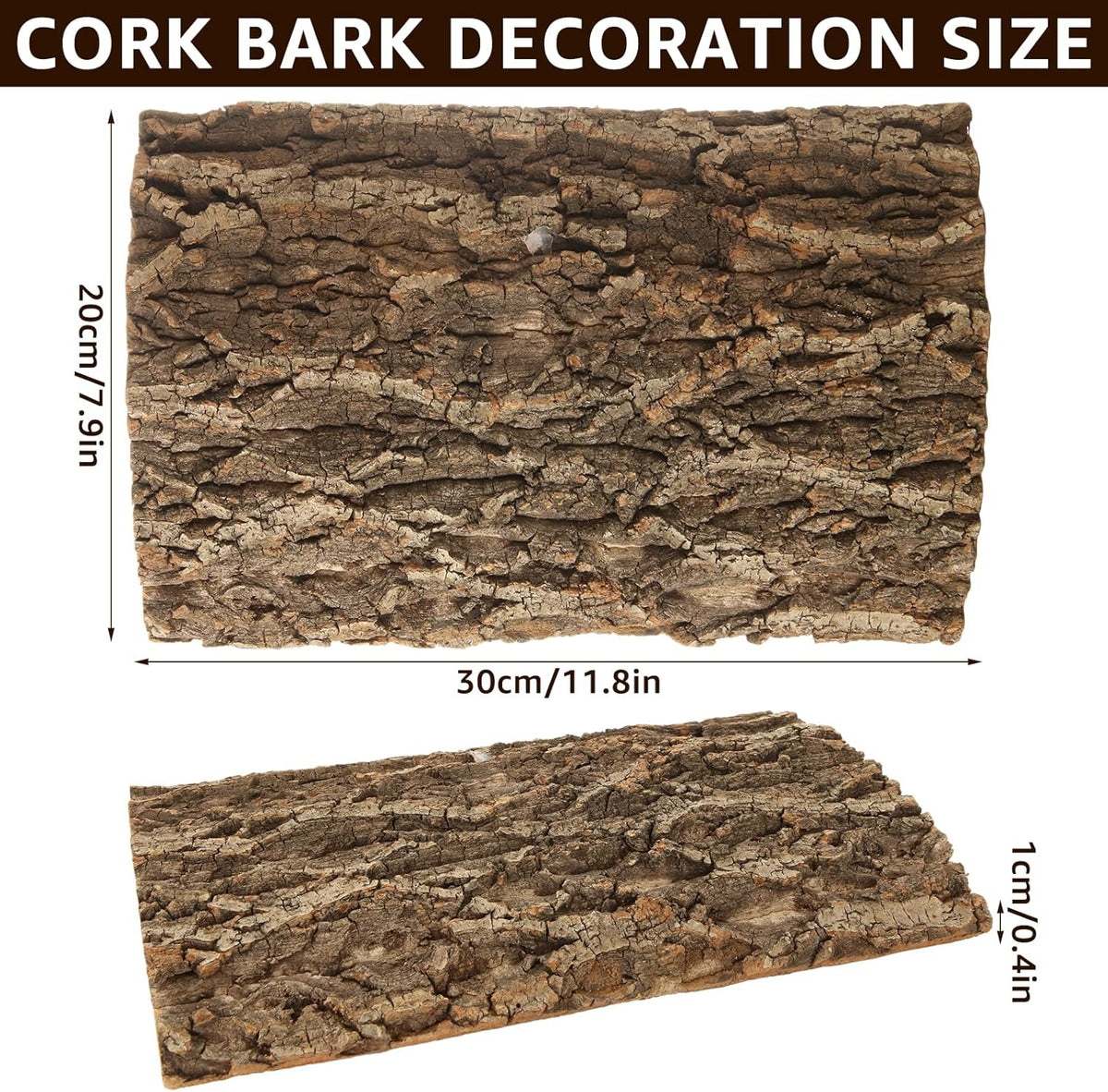 RHBLME 6 Pack Cork Bark for Reptiles, 11.8" L x 7.8" W Cork Bark for Terrarium, Reptile Tank