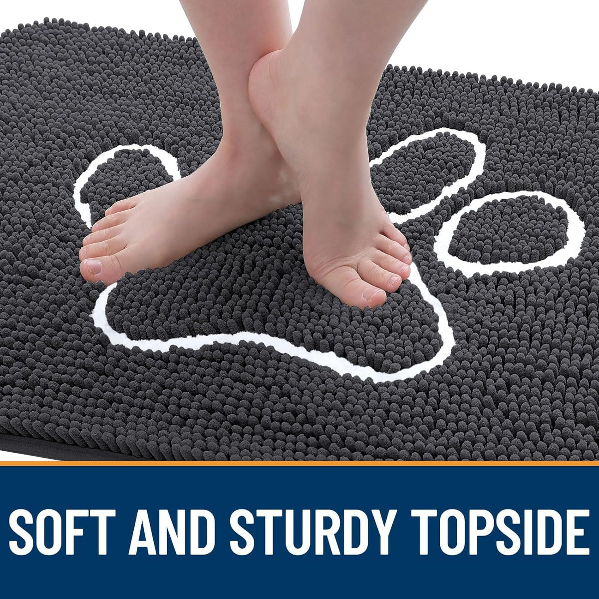 OLANLY Door Mat for Muddy Dog Paws 36x24, Ultra Absorbent Chenille Mud Doormat with Paw Print