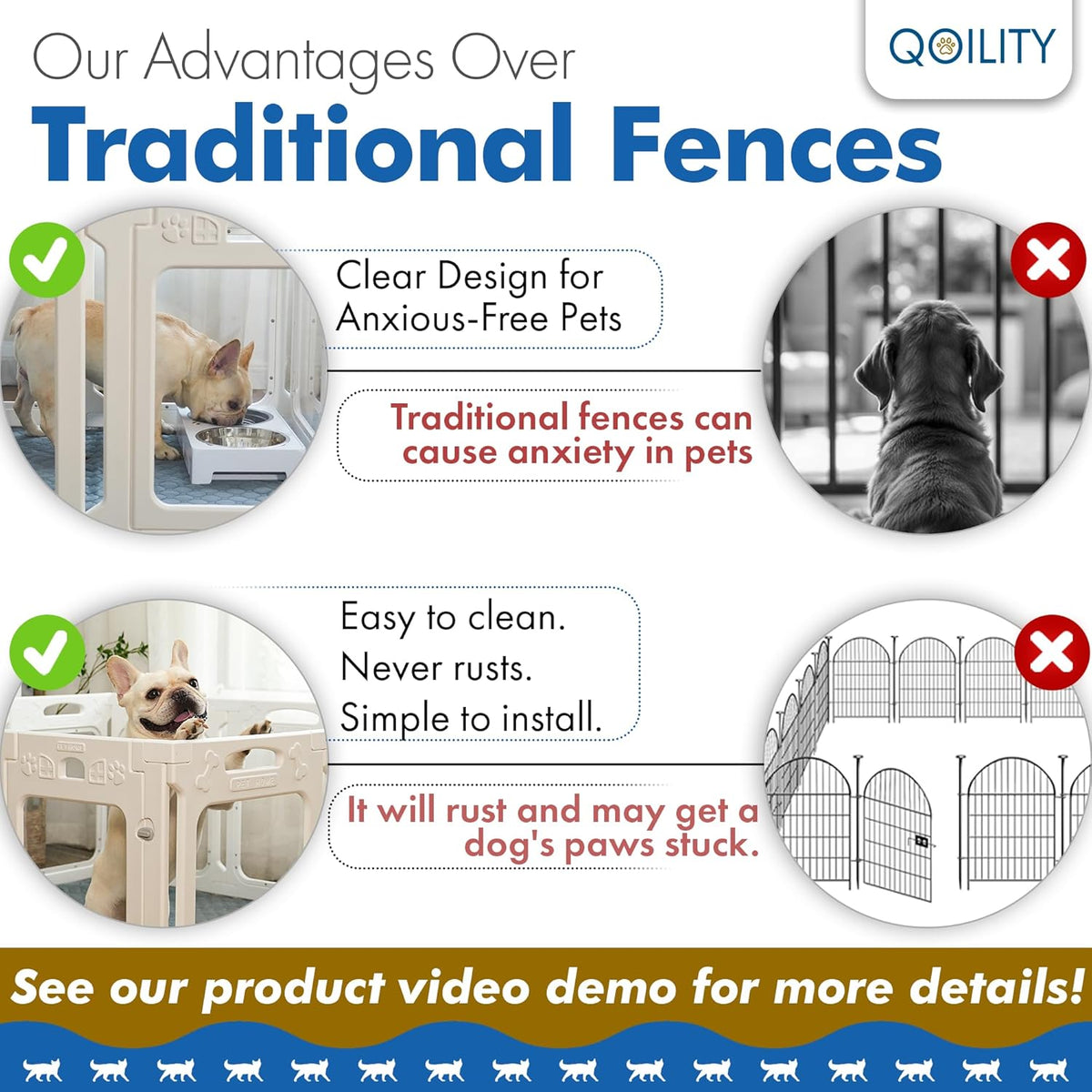 Clear Dog Play Pen Indoor, Effectively Relieves Indoor Pet Anxiety, 56" x 37" x 23.6"H, Suitable