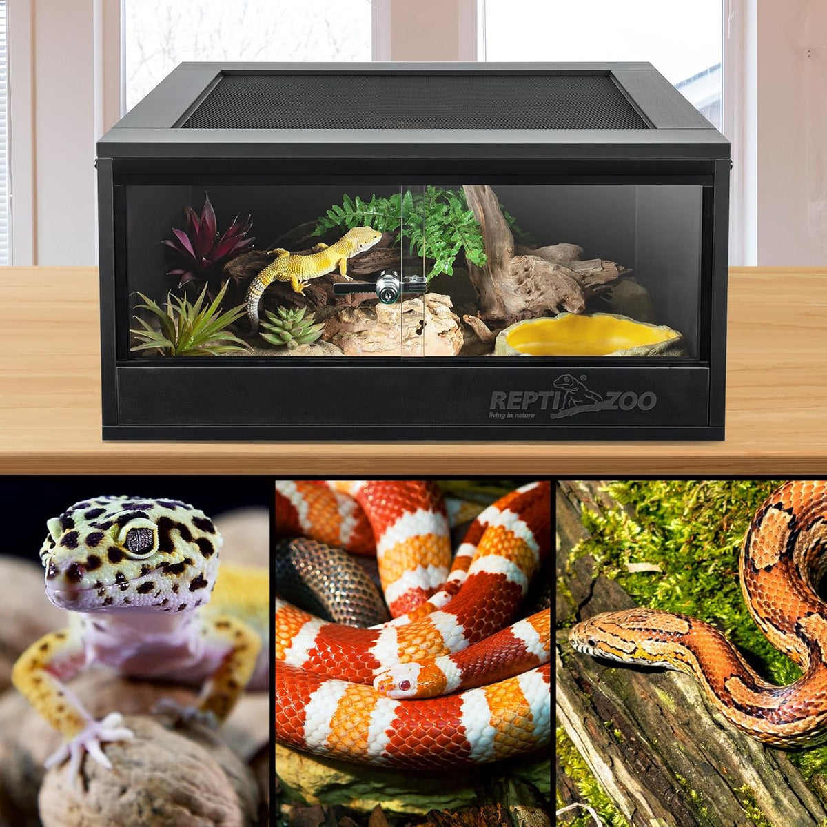 REPTI ZOO 20 Gallon PVC Reptile Terrarium, 24x18x12 inch Reptile Tank for Crested Gecko Leopard
