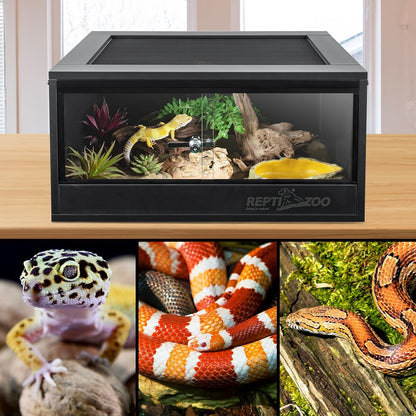 REPTI ZOO 20 Gallon PVC Reptile Terrarium, 24x18x12 inch Reptile Tank for Crested Gecko Leopard
