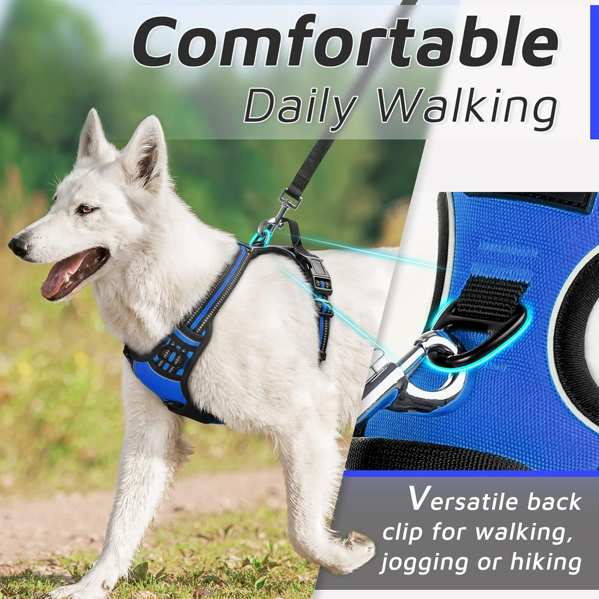 Eagloo Dog Harness Medium Sized Dog, No Pull Service Vest with Reflective Strips and Control