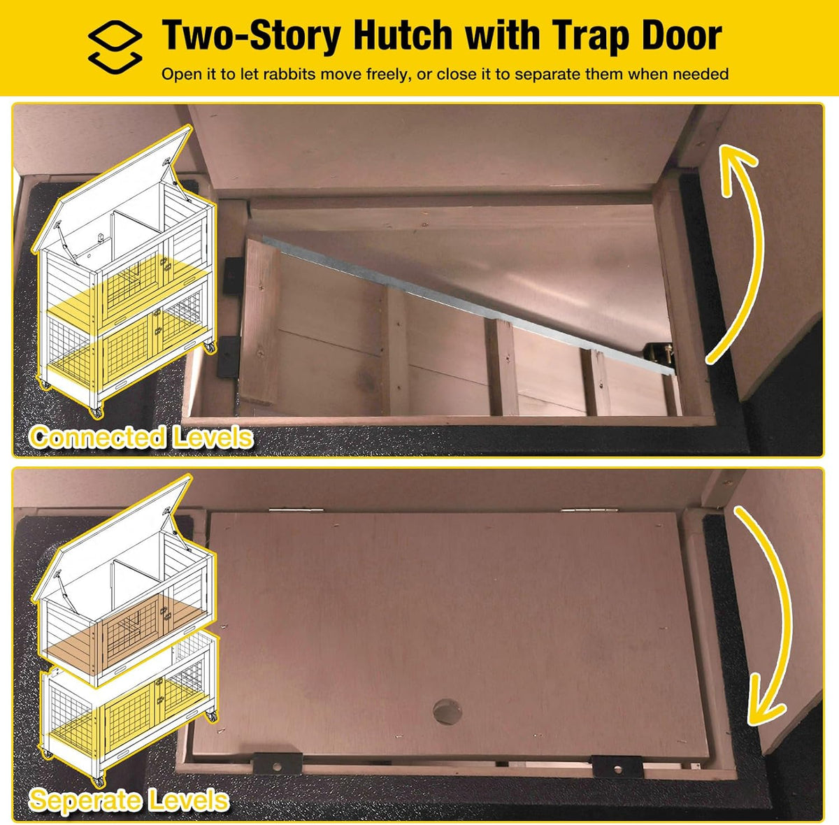 Aivituvin 2-Tier Rabbit Hutch with Tarp Door and Wheels Bunny Cage Indoor Outdoor Guinea Pig Cage