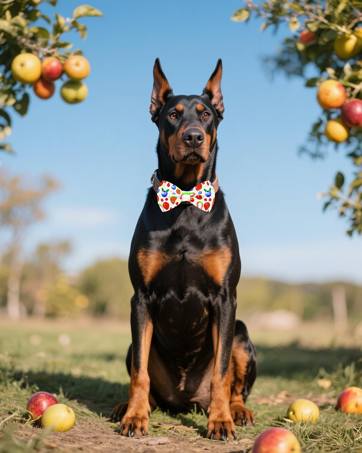 PET SHOW 10 Pack Fruit Big Dog Bow Ties for Large Medium Dogs Sliding Collar Attachments Strawberry