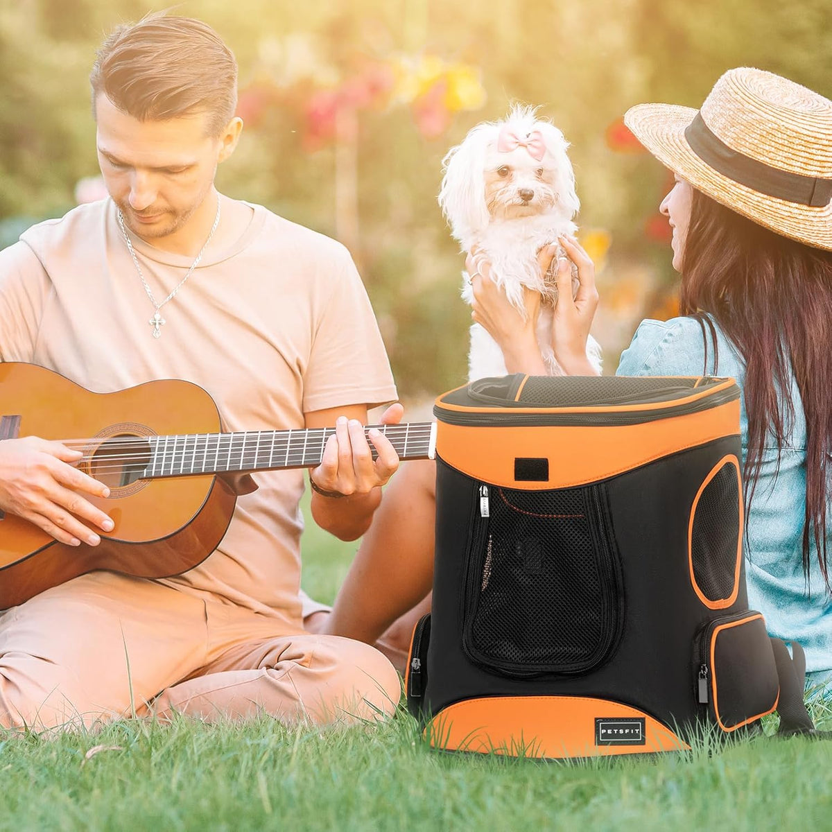 Petsfit Dog Backpack Carrier with Upgrade Waist Cushion Design to Better Fit The Waist, Suitable