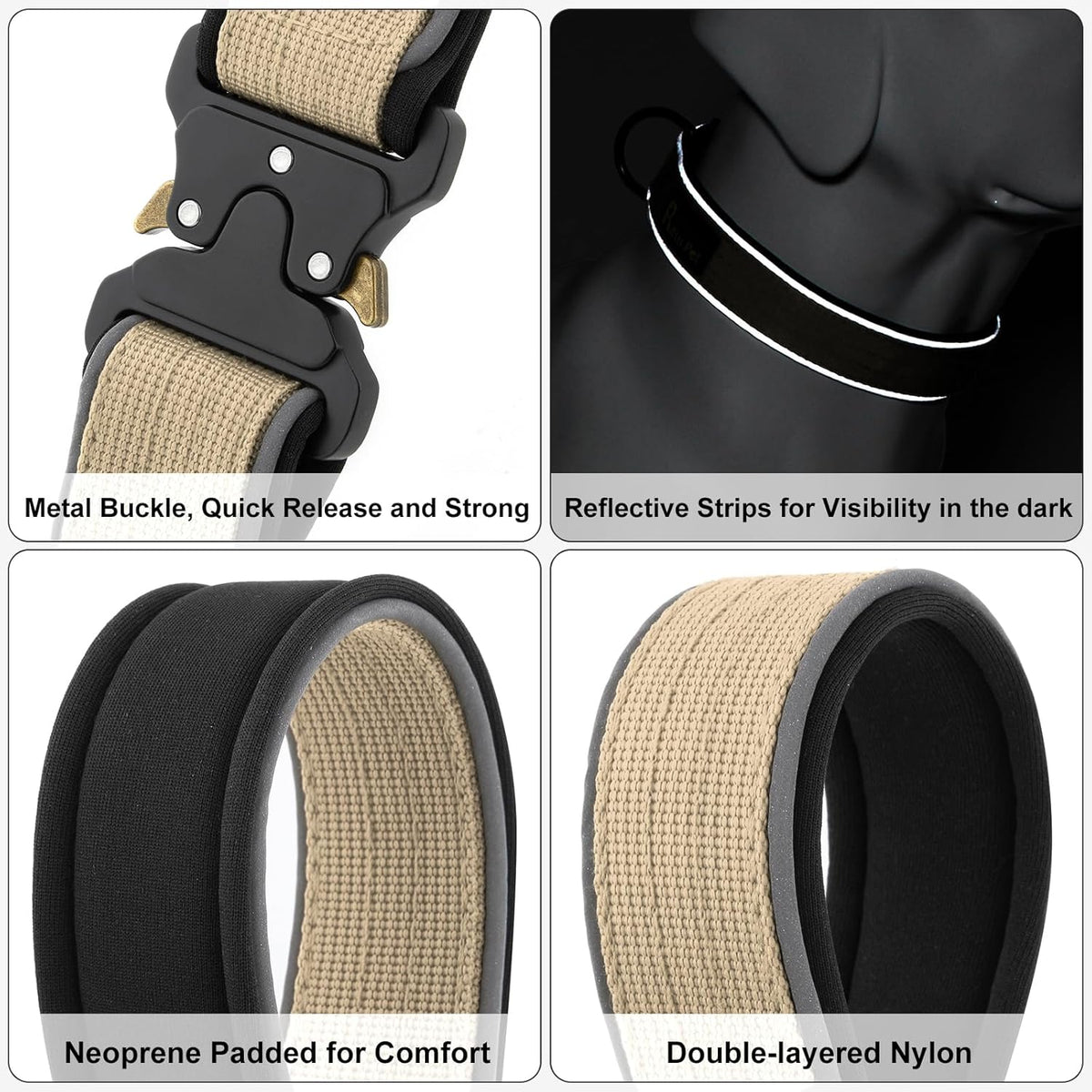 Plutus Pet Tactical Dog Collar, Reflective, Adjustable Heavy Duty Dog Collar, Soft Padded and