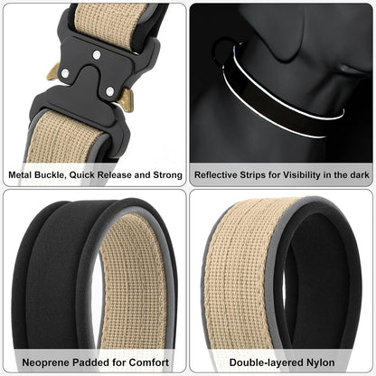 Plutus Pet Tactical Dog Collar, Reflective, Adjustable Heavy Duty Dog Collar, Soft Padded and