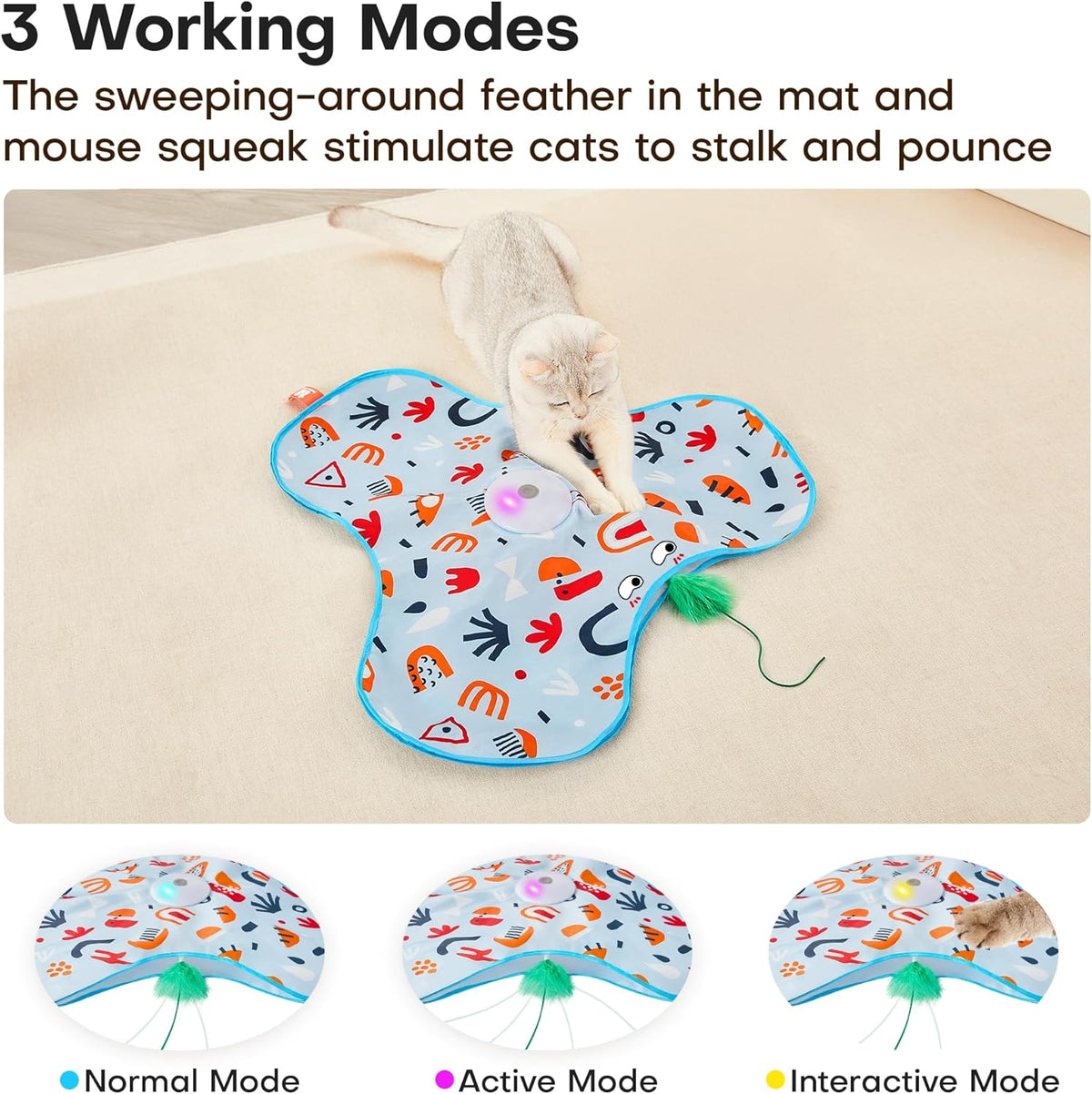 Potaroma Hide and Seek Interactive Cat Toys, Moving Concealed Wand Feather, Automatic Chargeable