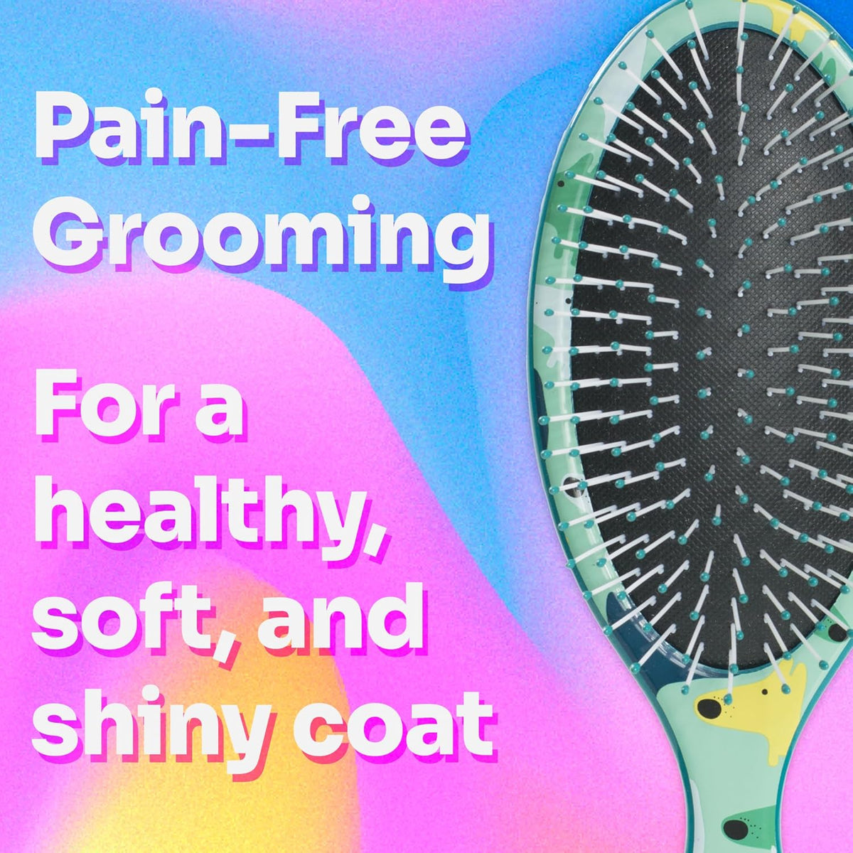 Wet Brush Pet Hair Brush, Large Dog Breed Detangler - Dog Camo, Multi - De-Shedding Comb and