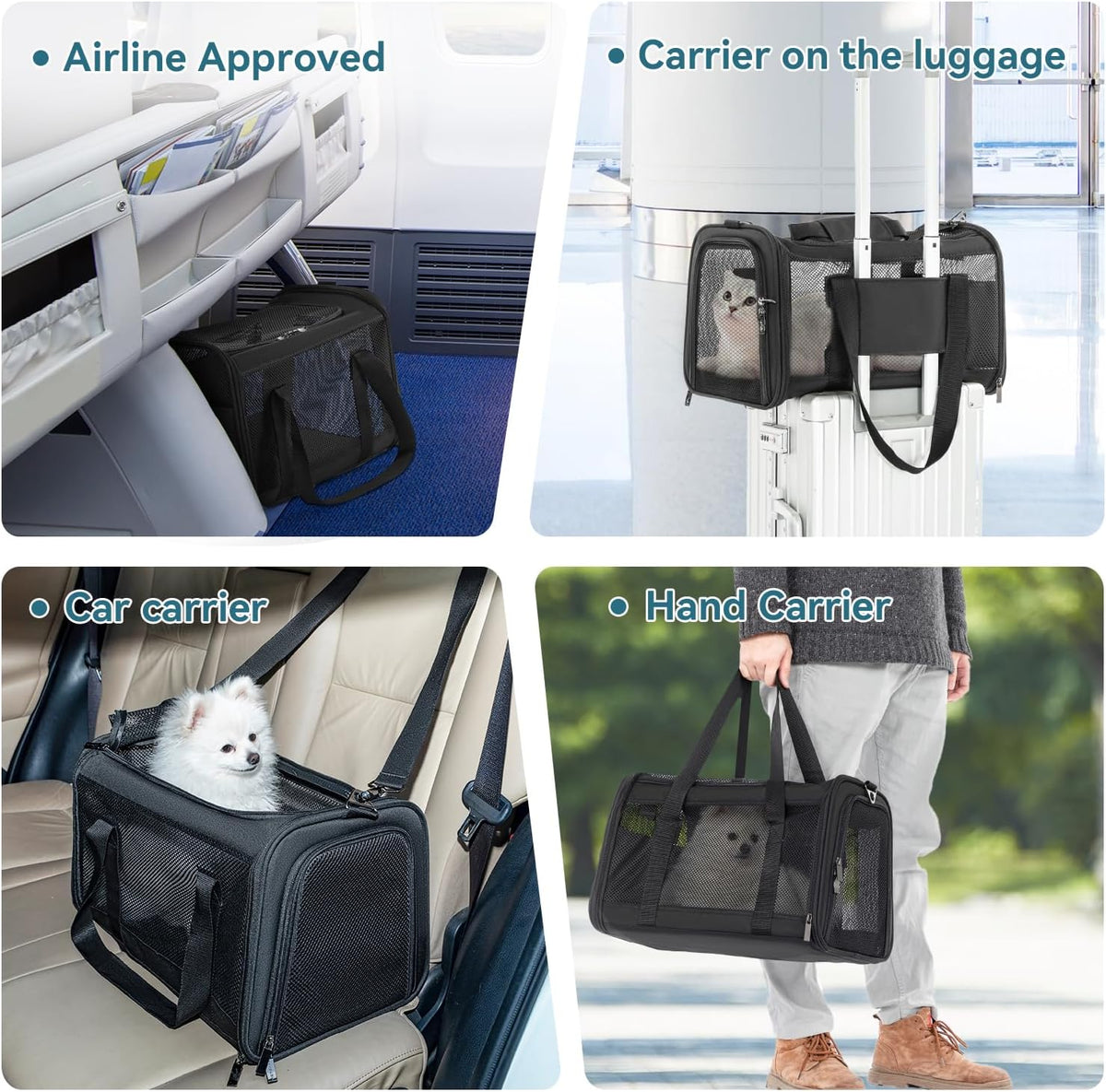 Petsfit Airline Approved Dog Carrier Cat Carrier, Soft-Sided Collapsible Pet Carrier for Travel, 3