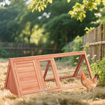 Chick Coop,Outdoor Portable Chicken Run Cage Wooden Triangle Quail Coop with Ventilating Wire