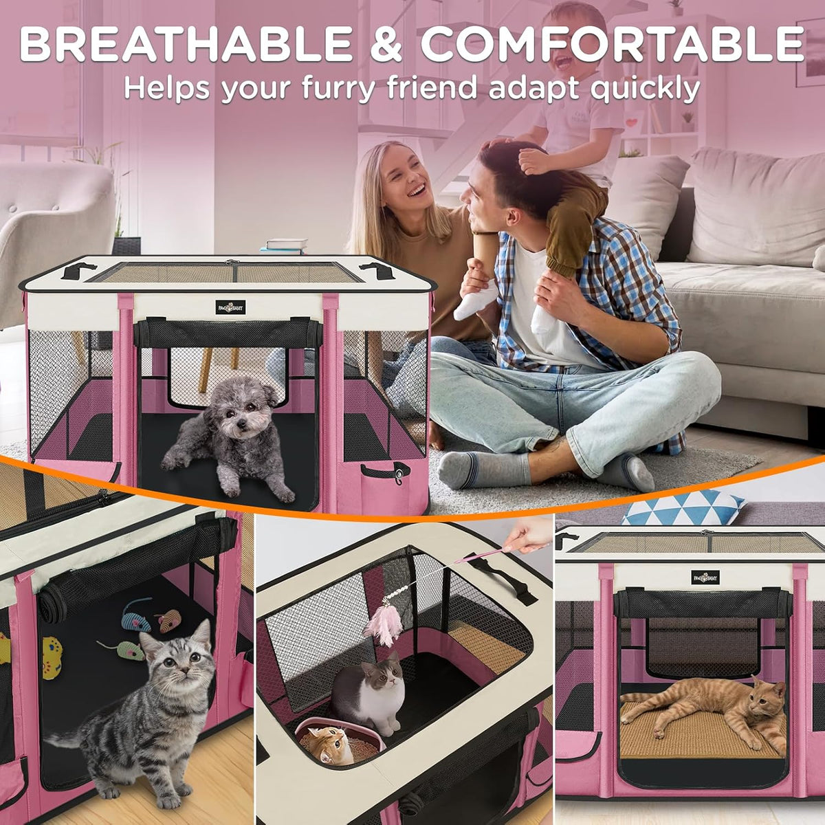 Foldable Pet Kitten Playpen, Upgrade Waterproof Portable Cat Dog Playpen Kennel Tent for Dog Cat
