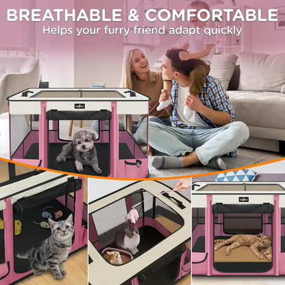 Foldable Pet Kitten Playpen, Upgrade Waterproof Portable Cat Dog Playpen Kennel Tent for Dog Cat