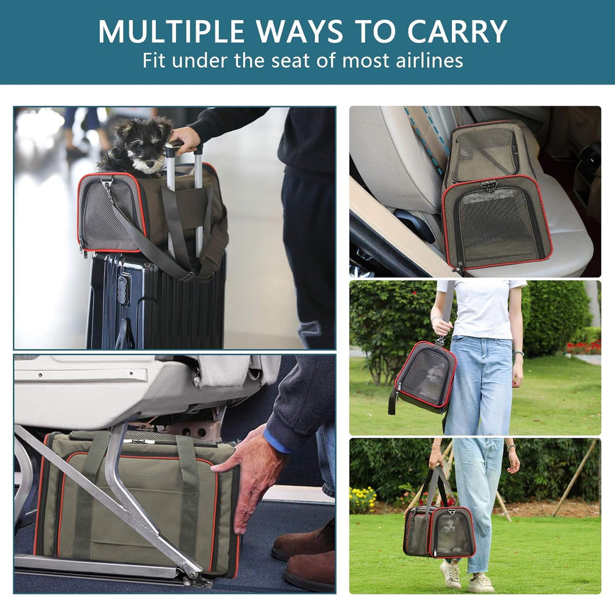 Petsfit Expandable Cat Carrier Dog Carriers,Airline Approved Soft-Sided Portable Pet Travel