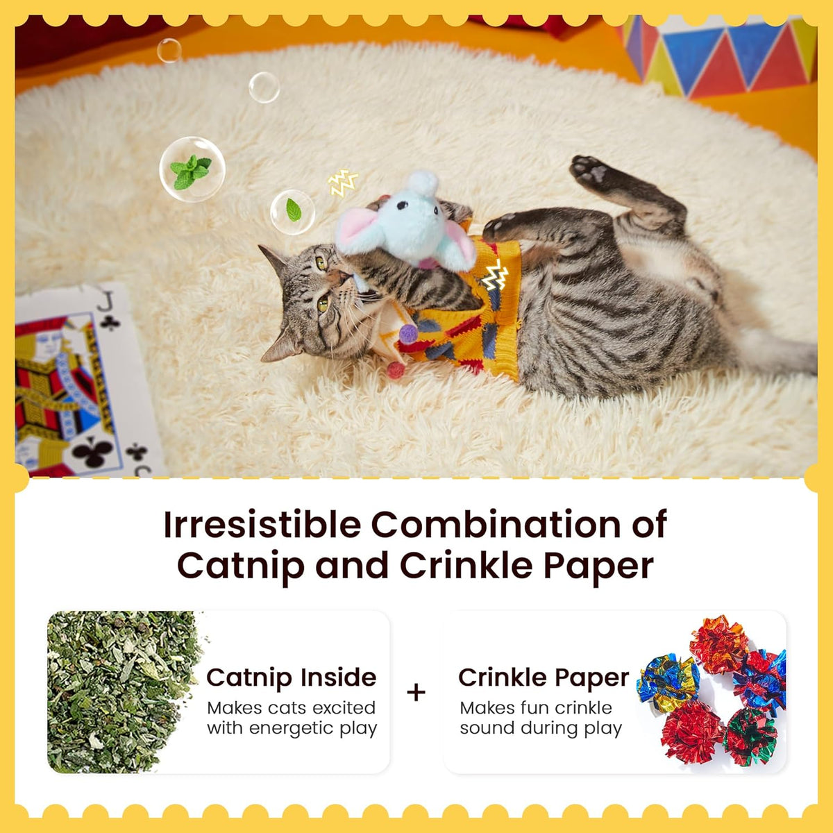 Potaroma Cat Toys Flapping Elephant, Interactive Realistic Kitten Toy Stuffed with Catnip and