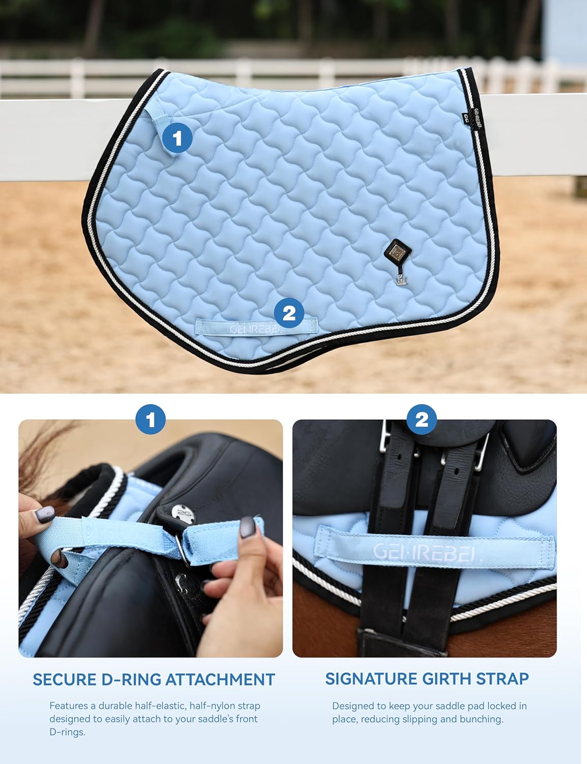 Close Contact Non-Slip Design Horse Riding Pad Moisture-Wicking Shock Absorbing English Saddle Pad