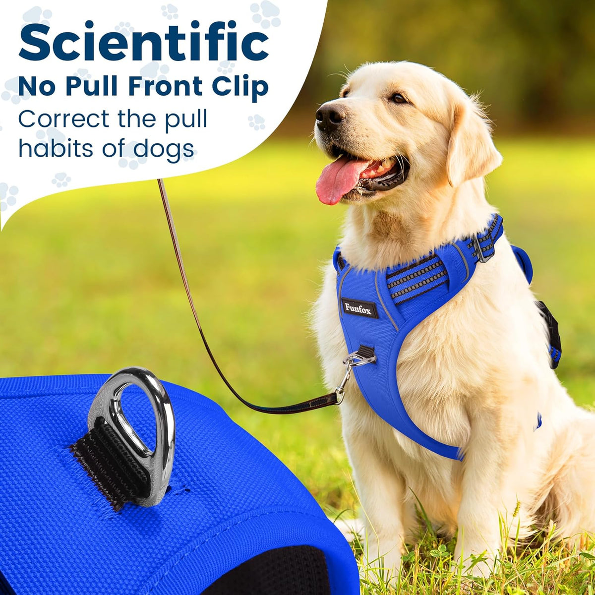 Funfox Dog Harness No Pull, Adjustable Pet Vest Harness, Super Soft Material with Vertical Handle