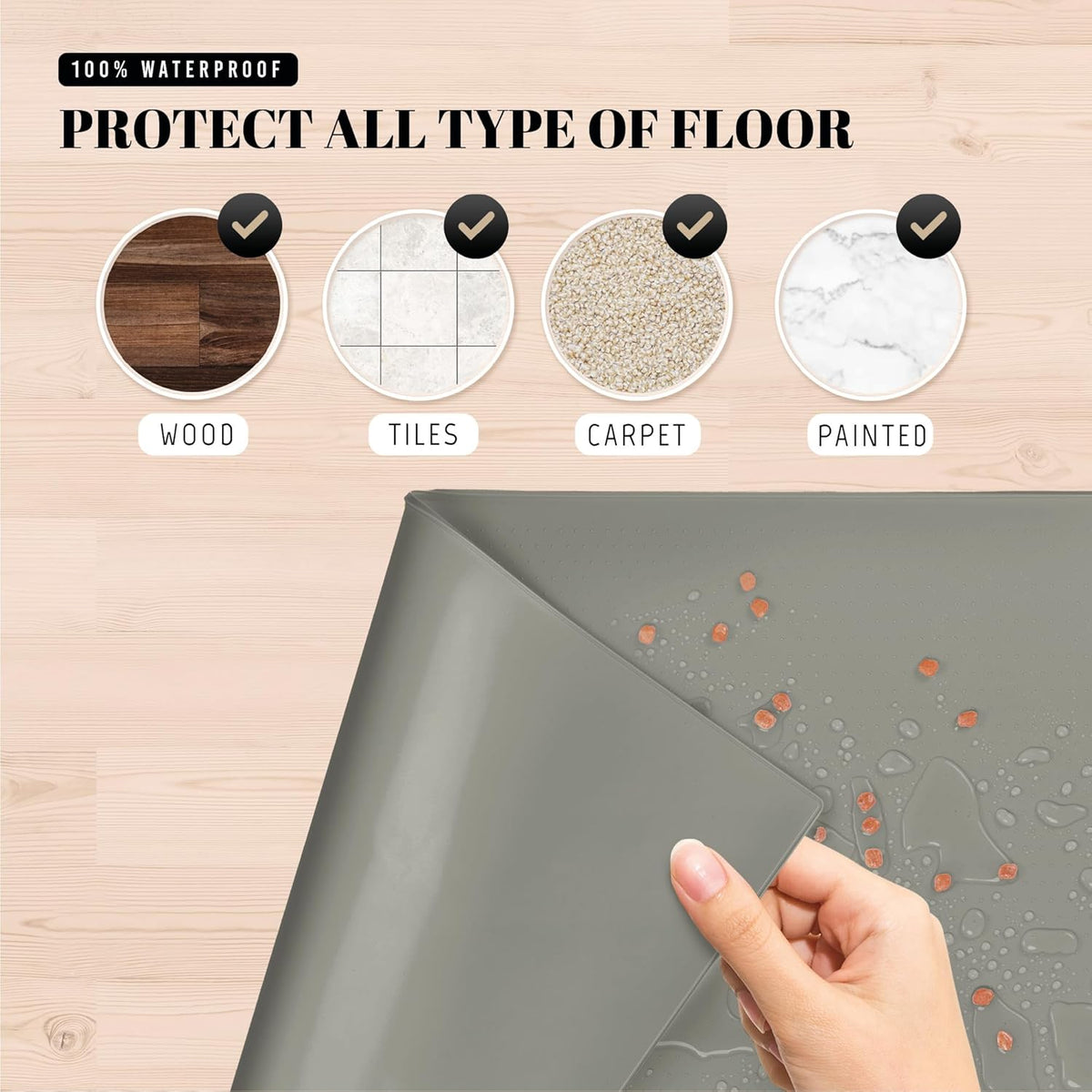 AVERYDAY 32x24'' Silicone Dog Mat for Food and Water, 0.63'' Edge Dog Food Bowl Mats for Floor