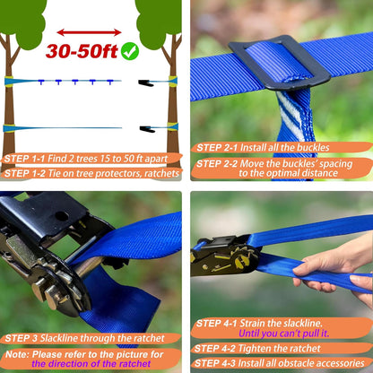 2x65 FT Ninja Warrior Obstacle Course for Kids with 13 Ninja Accessories - 600lbs Weight Capacity