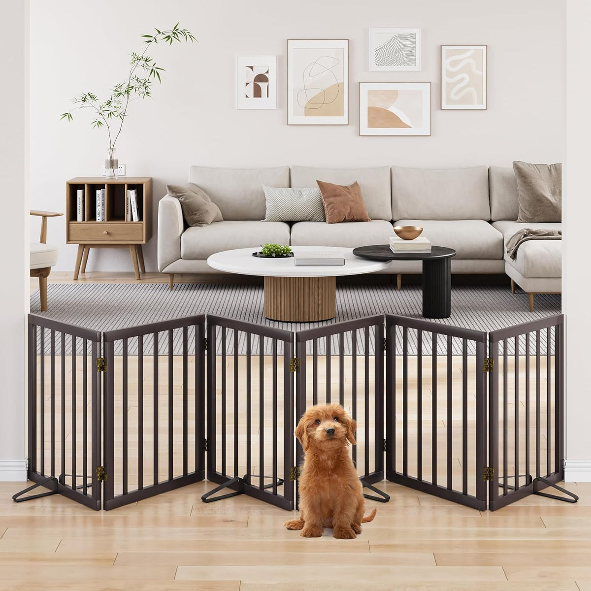 Freestanding Pet Gate 55-110" Extre Wide, Foldable Dog Gate for The Doorways House, Pet Gates for