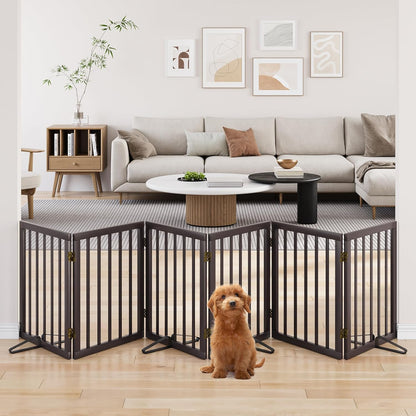 Freestanding Pet Gate 55-110" Extre Wide, Foldable Dog Gate for The Doorways House, Pet Gates for