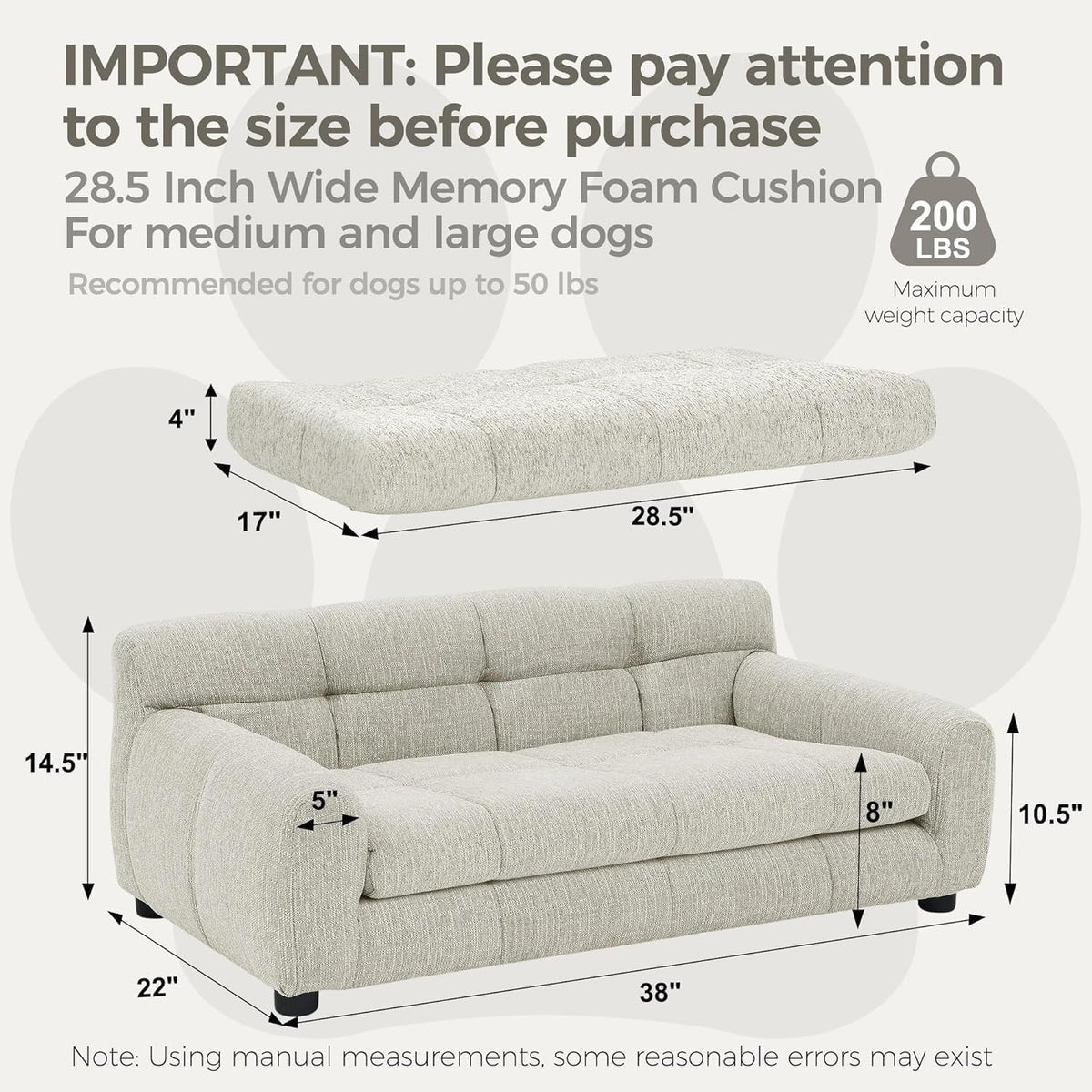 Dog Couch Bed, Mini Sofa for Dogs with Backrest and Armrest, Durable Pet Sofa with Soft Foam