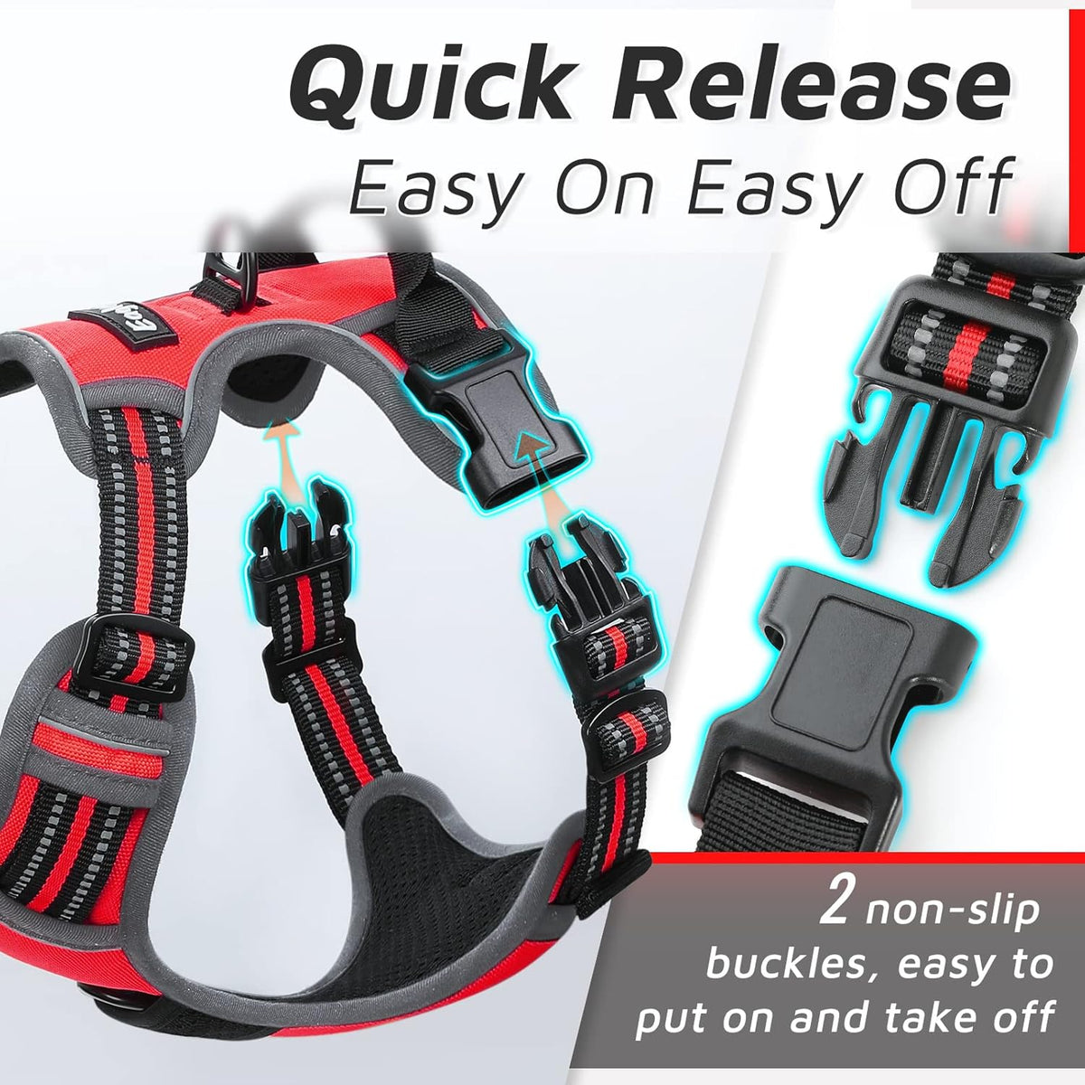 Eagloo Dog Harness Medium Sized Dog, No Pull Service Vest with Reflective Strips and Control