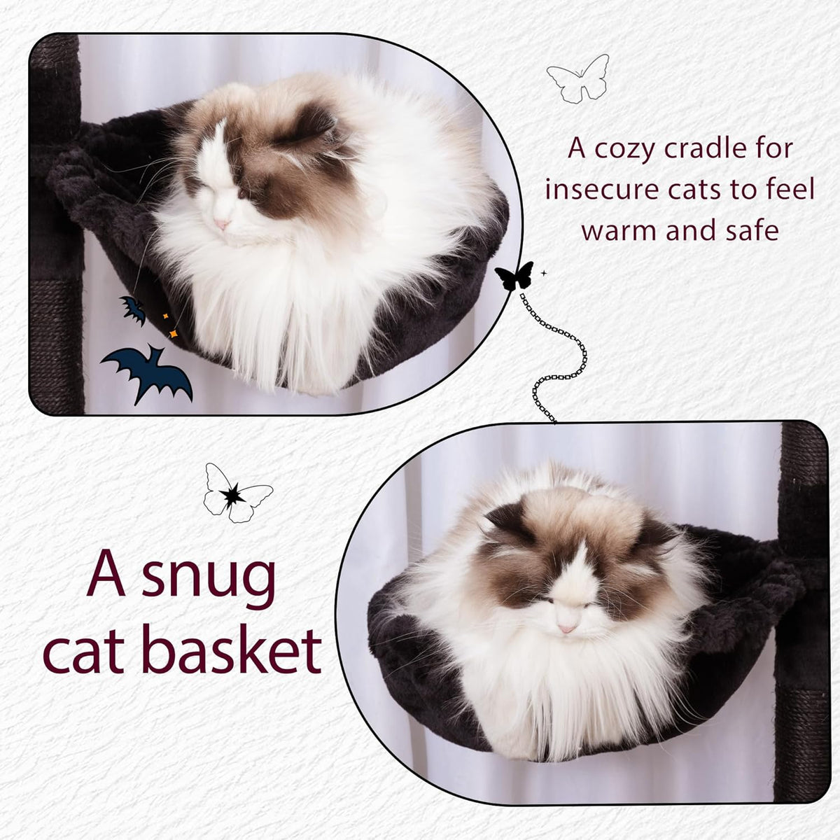 Hey-brother Cat Tree Tower, Scratching Posts with a Extended Part, Wide Platforms, Cozy Condos