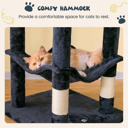MWPO 63.8 inches Multi-Level Cat Tree for Large Cats with Sisal-Covered Scratching Posts, Padded
