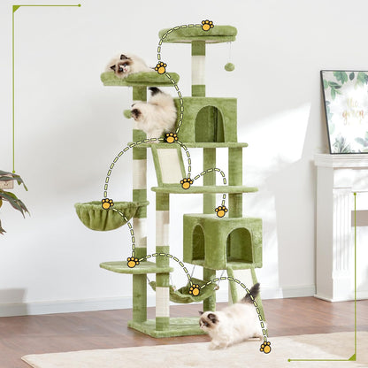 Cat Tree for Indoor Cats, 71'' (180cm) Multi-Level Cat Tower for Large Adult, Sturdy Cat Tree House