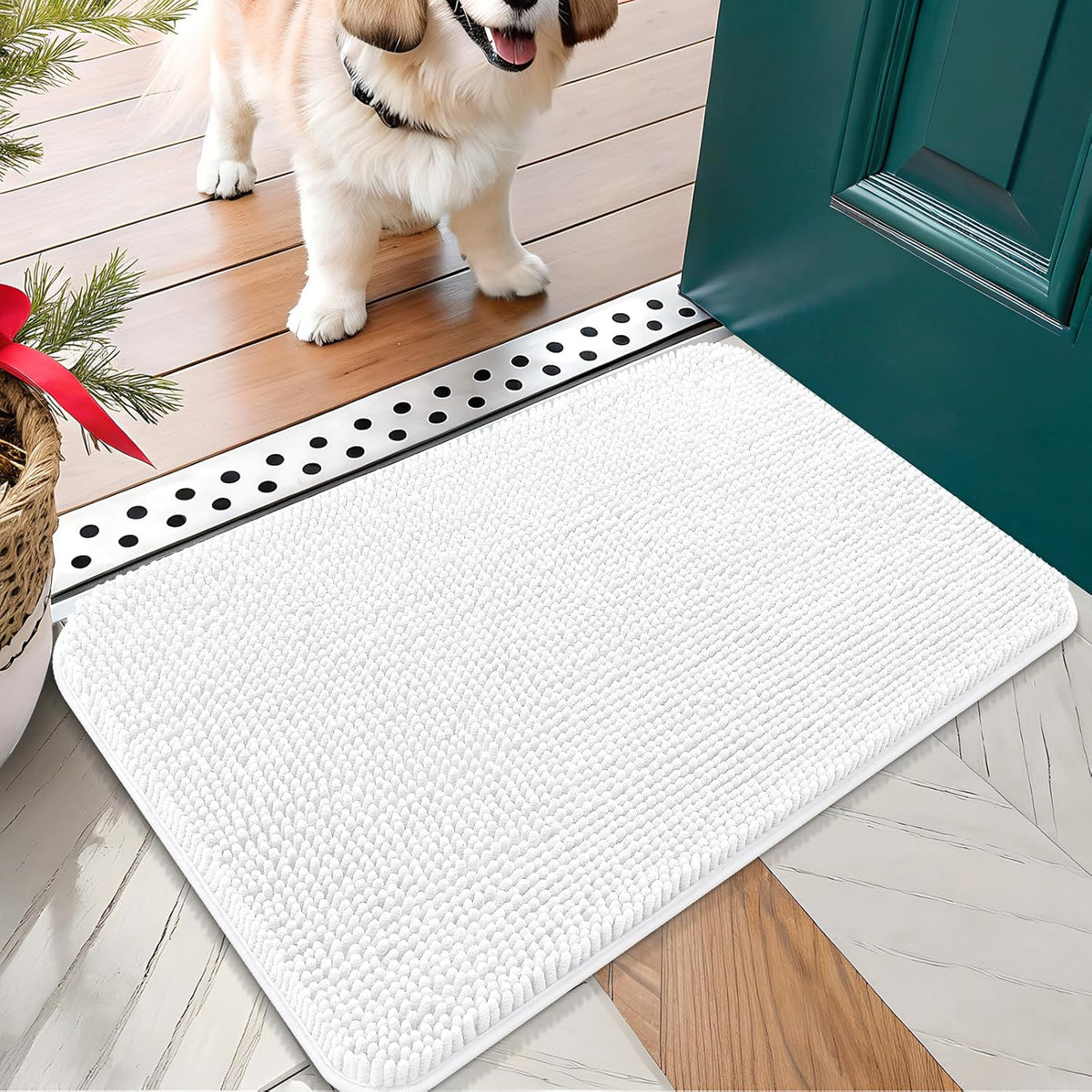OLANLY Dog Door Mat for Muddy Paws 24x16, Absorbs Moisture and Dirt, Absorbent Non-Slip Washable